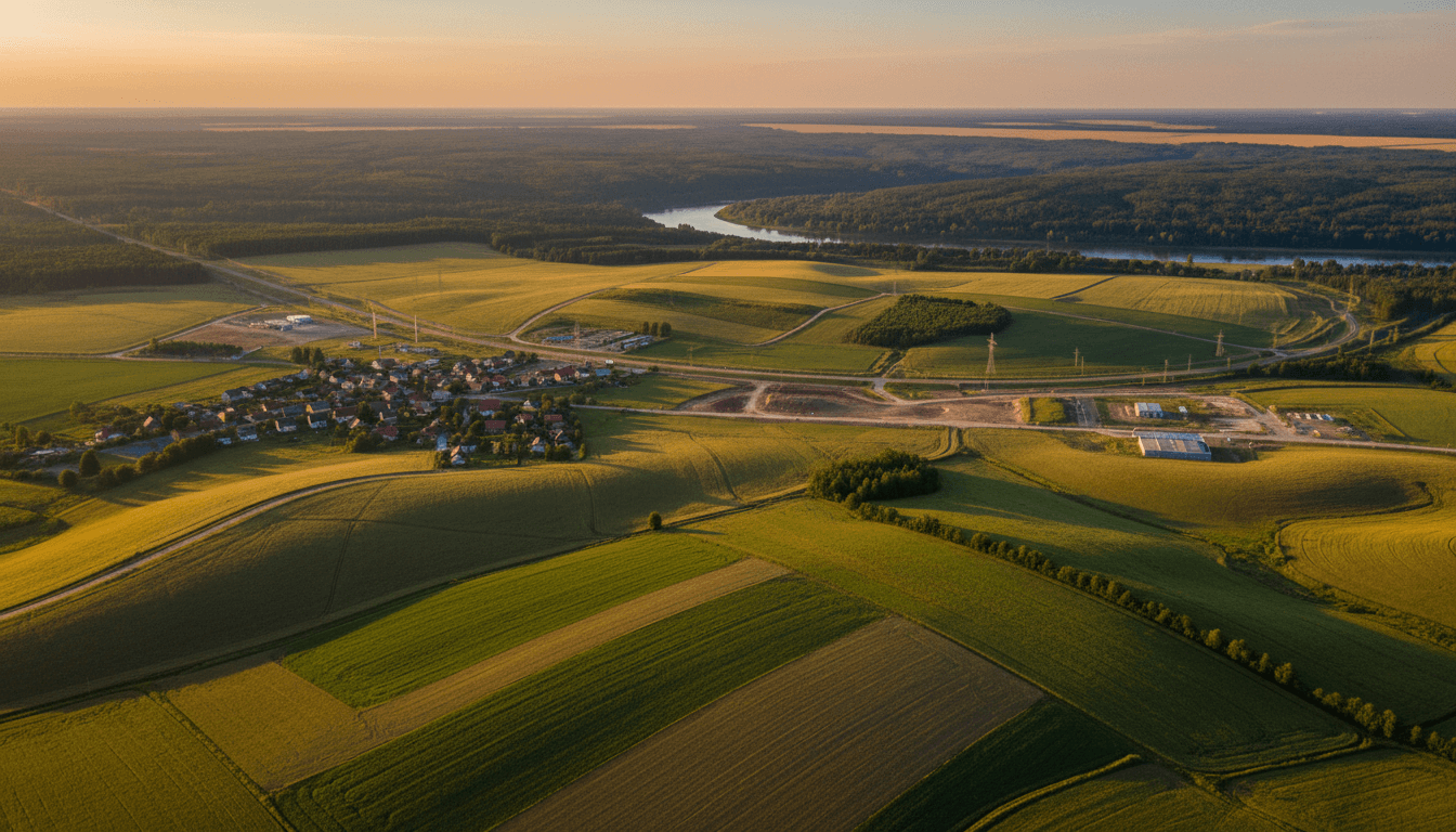 Kartenausschnitt mit farbig hervorgehobenen Vorranggebieten für Windenergie